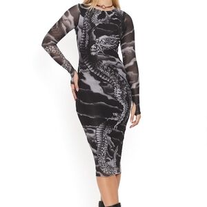 Blackmilk Hokusai Ascending Dragon Bodycon dress